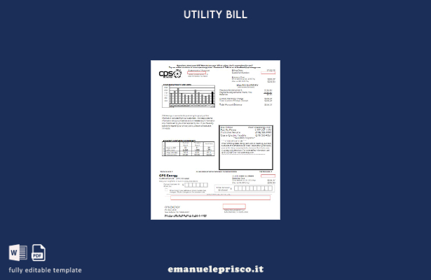 modello di bolletta energetica CPS USA stile verificato