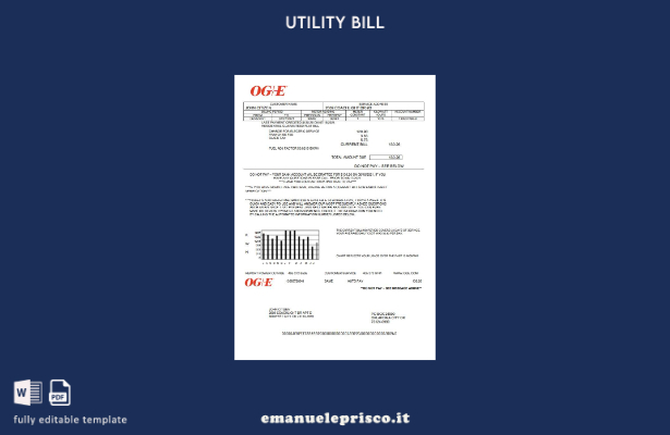 modello di bolletta energetica OGE USA Oklahoma stile verificato