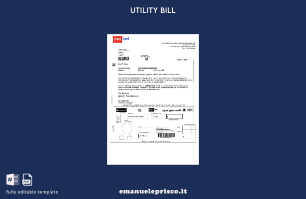 modello di carta Argos del Regno Unito in stile verificato