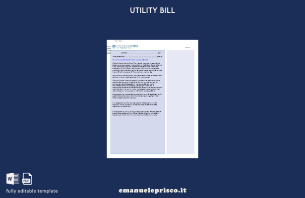 modello di pagine di parole della bolletta delle utenze USA Time Warner Cabel 1