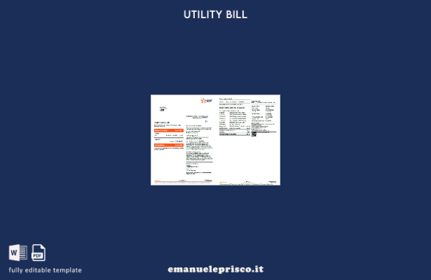 modello di pagine di parole della bolletta delle utenze francesi EDF in stile ve