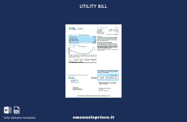 modello di versione della bolletta delle utenze USA Duke Energy in stile verif 1