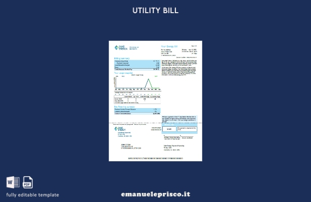 modello di versione della bolletta delle utenze USA Duke Energy in stile verif 4