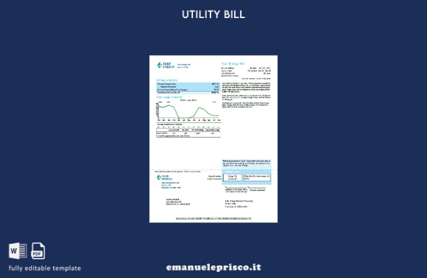 modello di versione della bolletta delle utenze USA Duke Energy in stile verif 5