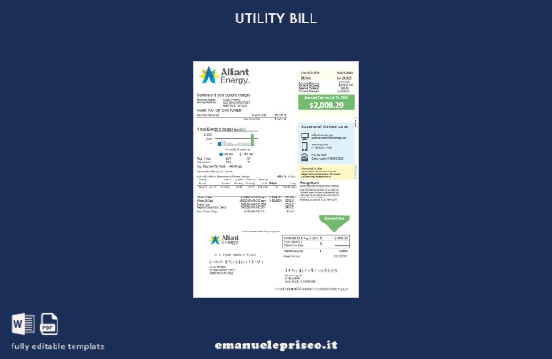 modello di versione word della bolletta energetica Alinta Energy in stile veri 1