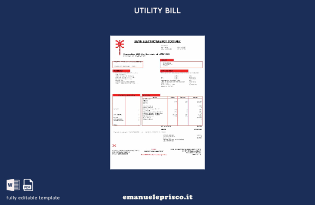 modello word di bolletta dei servizi pubblici della Benin Electric Company stile