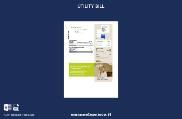 modello word di bolletta del gas Australia AGL stile verificato