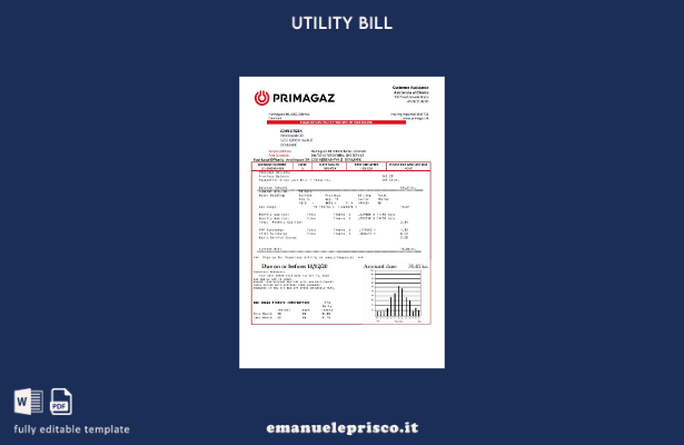 modello word di bolletta del gas Danimarca Primagaz Danimarca stile verificato