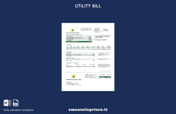 modello word di bolletta del gas India Indraprasth stile verificato