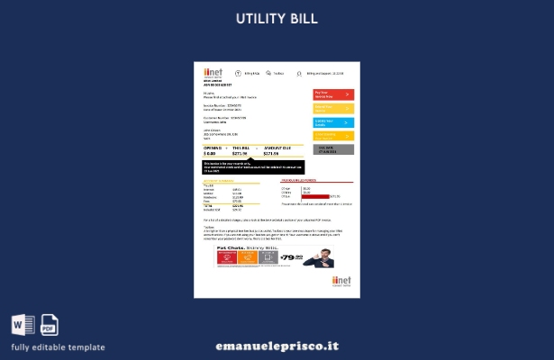 modello word di bolletta delle utenze Australia iiNet in stile verificato