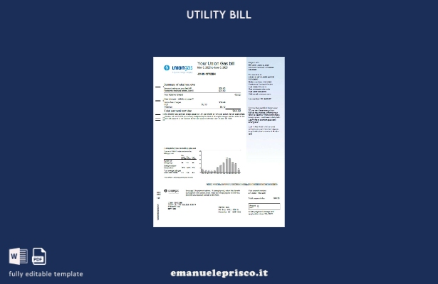modello word di bolletta delle utenze Canada Union Gas in stile verificato
