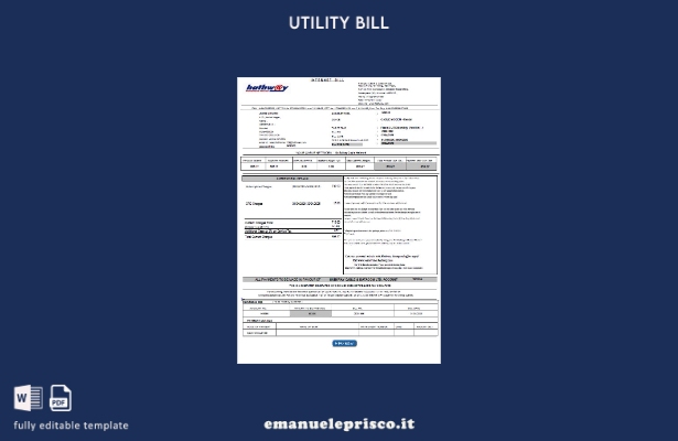 modello word di bolletta delle utenze India Hathway Cable & Datacom in stile ver