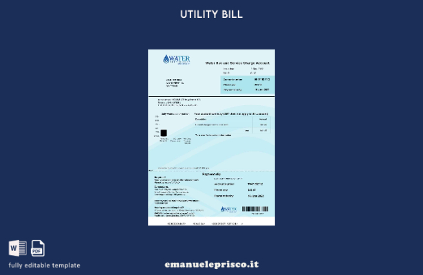 modello word di bolletta delle utenze stile verificato dell'Australia Water Co 1