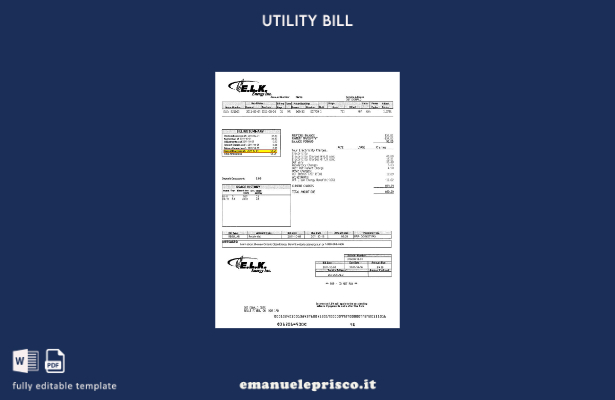 modello word di bolletta energetica Canada ELK in stile verificato