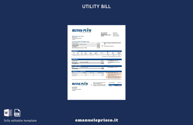 stile verificato Croazia BUTAN PLIN d.o.o. Modello Word per bolletta del gas