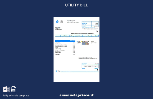 stile verificato Modello di bolletta delle utenze Norvegia Clean Energy Invest A