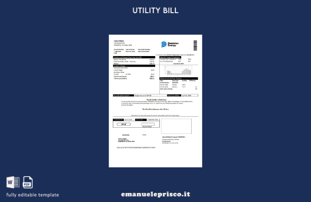 stile verificato Modello di bolletta delle utenze USA Dominion Energy