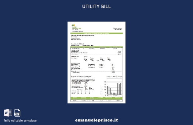 stile verificato Modello di bolletta delle utenze USA Maine Natural Gas Portland
