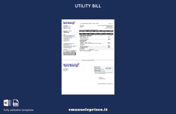stile verificato Modello di bolletta delle utenze USA Texas Tara Energy