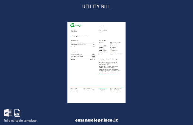stile verificato Modello di bolletta delle utenze del Regno Unito Ovo Energy