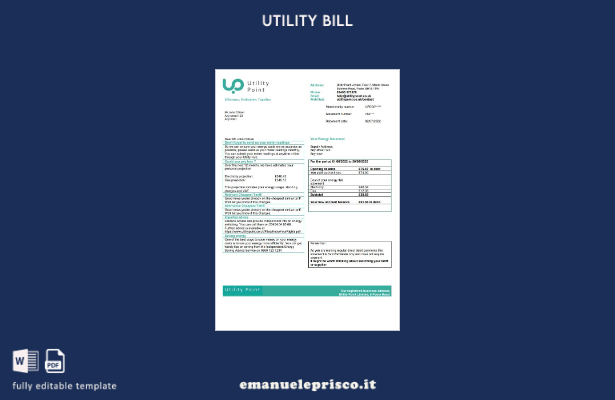 stile verificato Modello di bolletta delle utenze del Regno Unito Utility Point