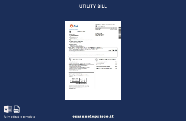 stile verificato Modello di bolletta elettrica Italia Enel