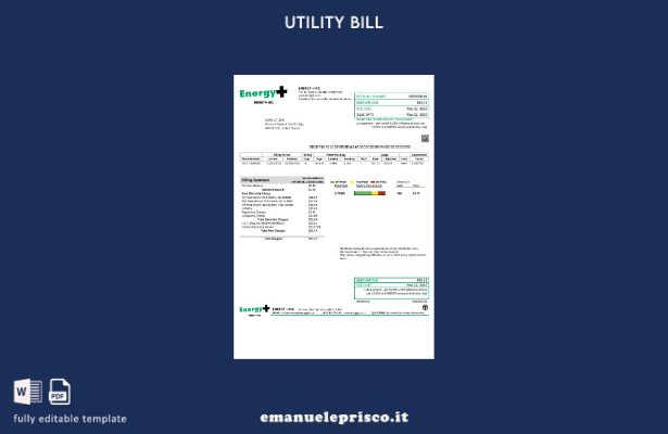 stile verificato Modello di bolletta elettrica USA Massachusetts Energy Plus