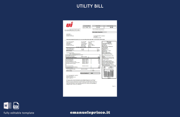 stile verificato Modello di bolletta elettrica della United Illuminating Company