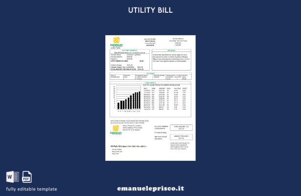stile verificato Modello di bolletta elettrica di Panama Nexsun Power Corporatio