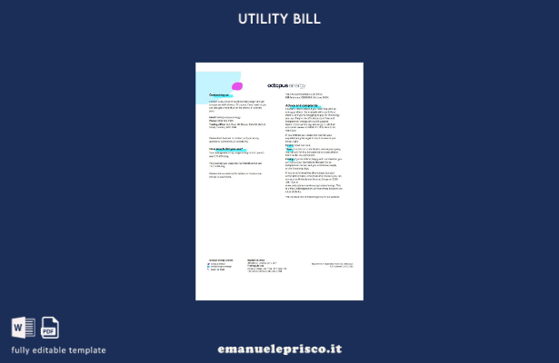 stile verificato Modello di pagine della bolletta delle utenze del Regno Unito 2