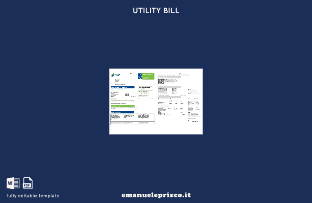 stile verificato Modello di pagine della bolletta energetica del Regno Unito SSE
