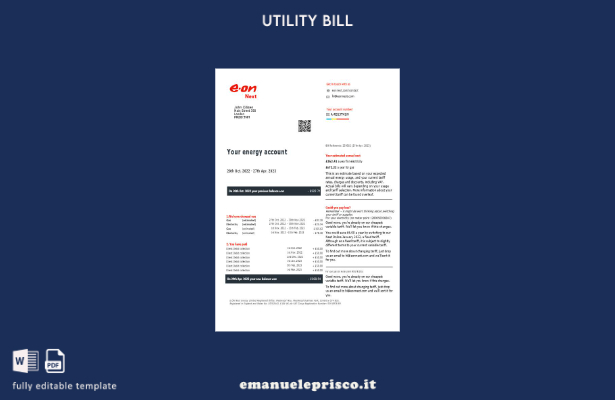 stile verificato Modello di versione della bolletta del gas e dell'elettricità d