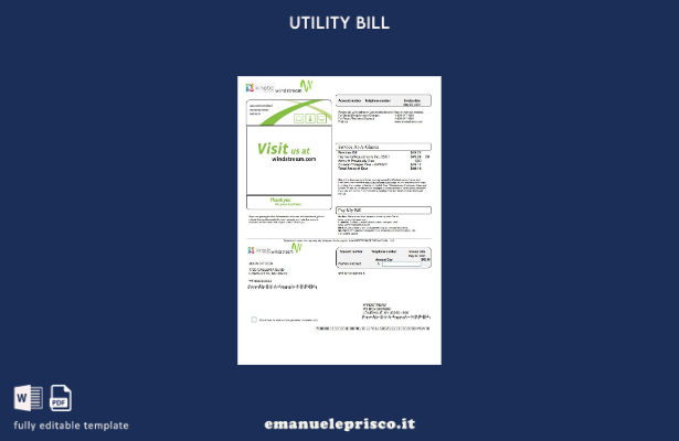 stile verificato Modello word di bolletta dei servizi pubblici di USA Windstream