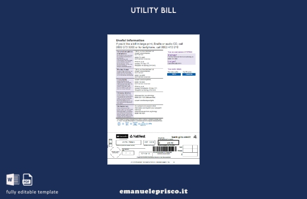 stile verificato Pagine delle bollette delle utenze Npower del Regno Unito, mo 1