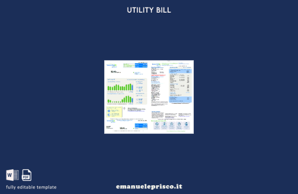 stile verificato Pagine delle bollette energetiche dei consumatori USA, modello