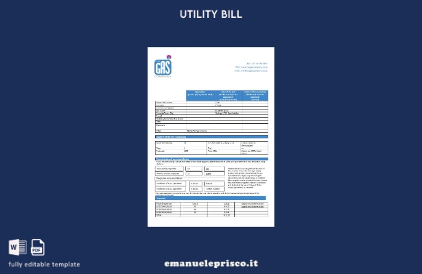 stile verificato Sudafrica Modello di bolletta del gas della compagnia GAS 1