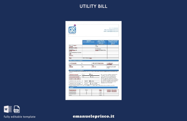 stile verificato Sudafrica Modello di bolletta del gas della compagnia GAS
